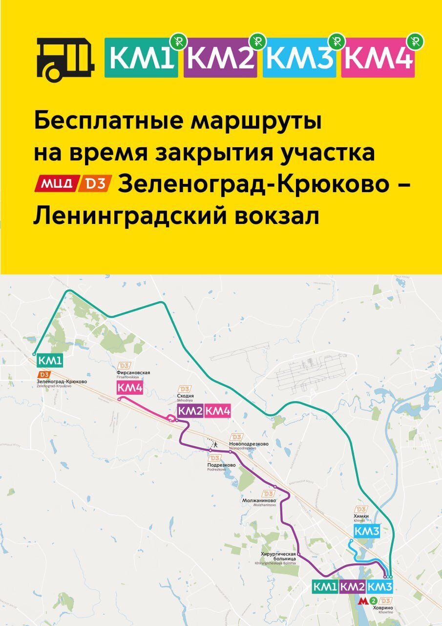 Компенсационные бесплатные маршруты на время закрытия МЦД-3 | Москва на  Раёнзе