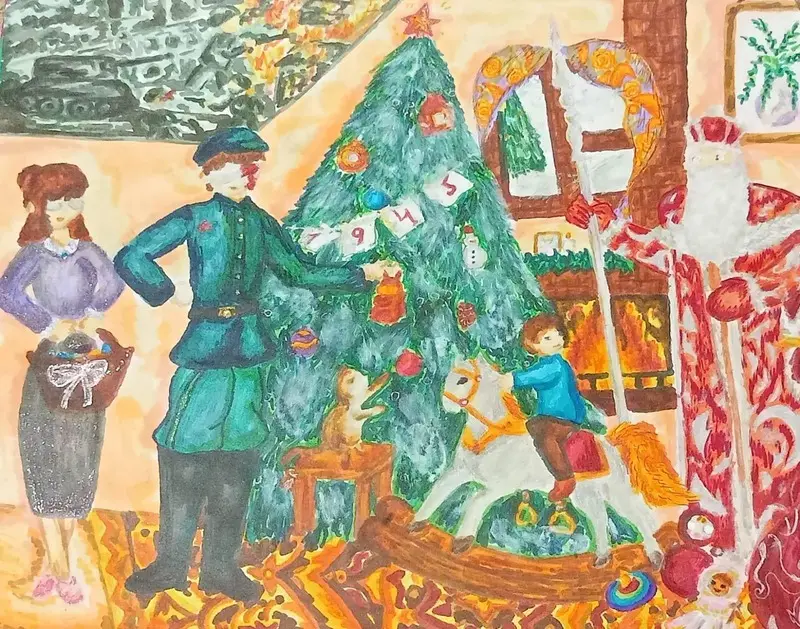 Рисунок участница конкурса «Нарисуй ёлку Победы». Олеся Абросимова, 15 лет, Республика Башкортостан
