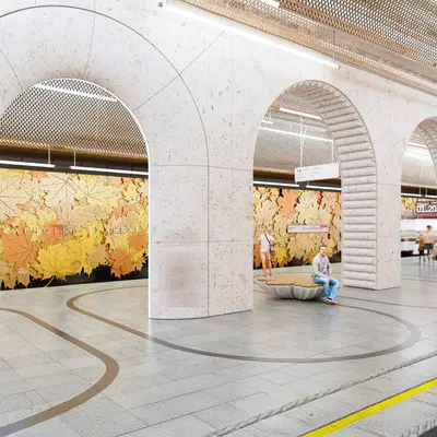 Архитектурная концепция станции метро Кленовый бюльвар - арки на платформе