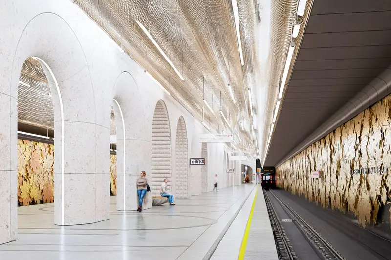 Архитектурная концепция станции метро Кленовый бюльвар - путевые стены