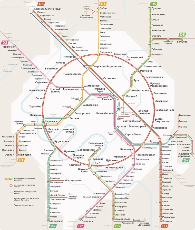 Карта ЖД МЦД