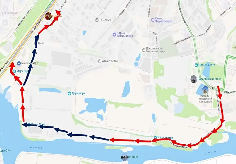Где временный выезд на МКАД из Дзержинского для легкового транспорта