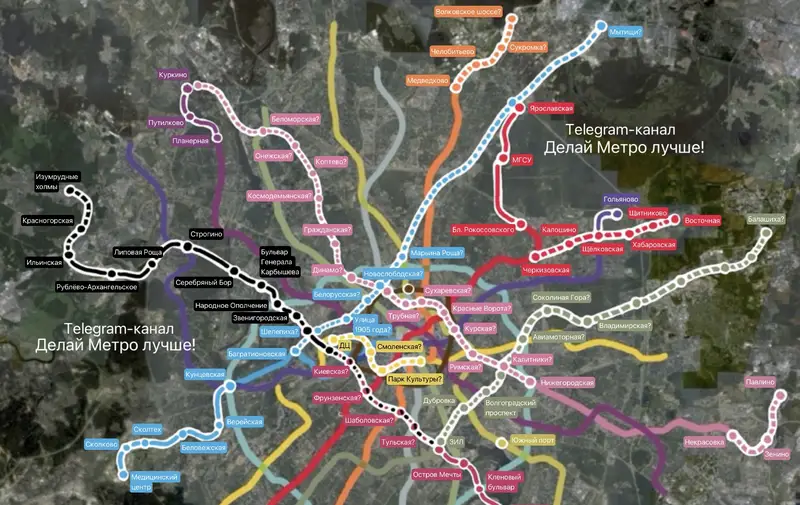 Все планы продления Московского метро на одной схеме