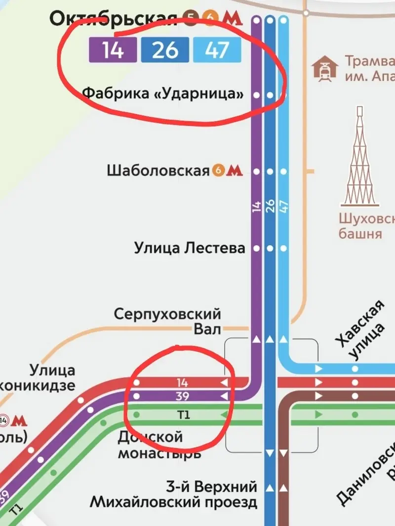 Все трамвайные маршруты Москвы - 14 и 39 перепутаны