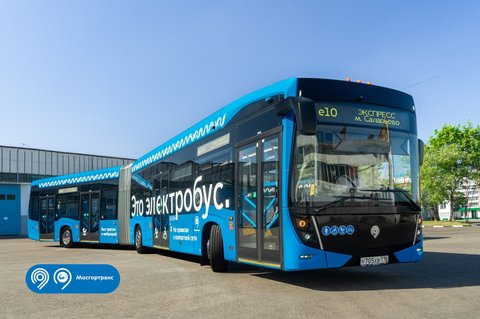 Электробус гармошка КАМАЗ-6292 в Саларьево - маршрут е10
