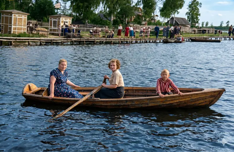 Лодочная станция в Востряково. Фото 1957 года в цвете