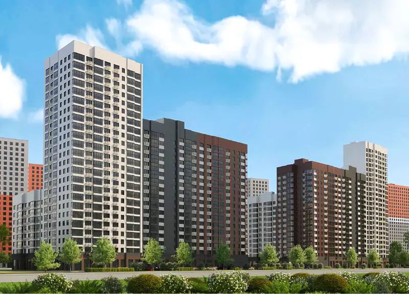 Новый дом по реновации в Солнцево на ул. Матросова - вид от ЖД путей