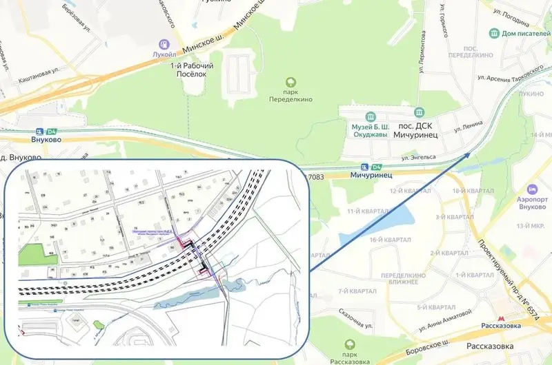 Пешеходный переход через МЦД-4 построят около парка на Лукинской улице