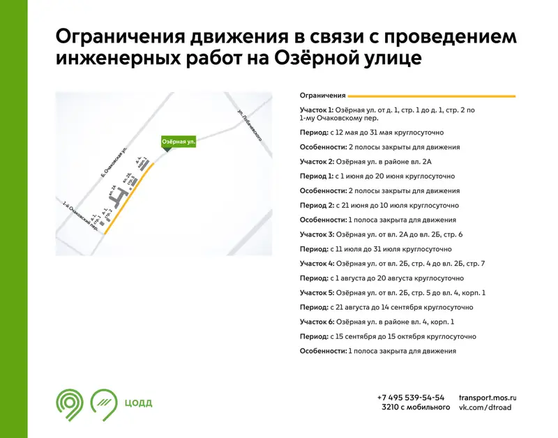 Серьезные ограничения движения на Озерной улице