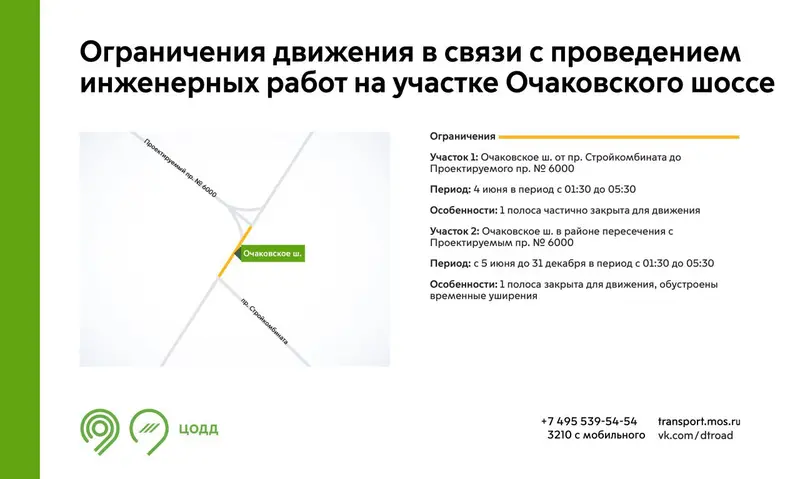 Перекрытия на Очаковском шоссе