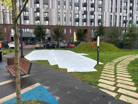 Подсев г азона - ЖК Московский после демонтажа плит