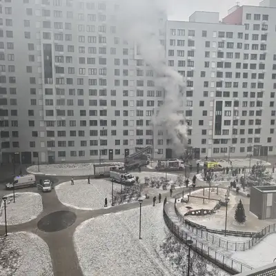 Пожар в Румянцево Парк - 25 декабря - дым