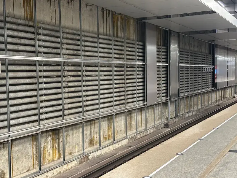 Ремонт путевых стен Говорово - подтеки