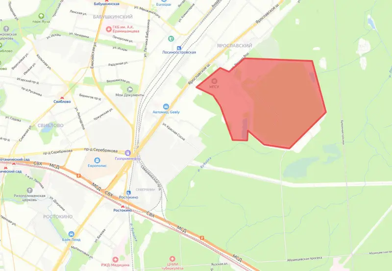 Территория к застройке в районе Ярославский и метро МГСУ