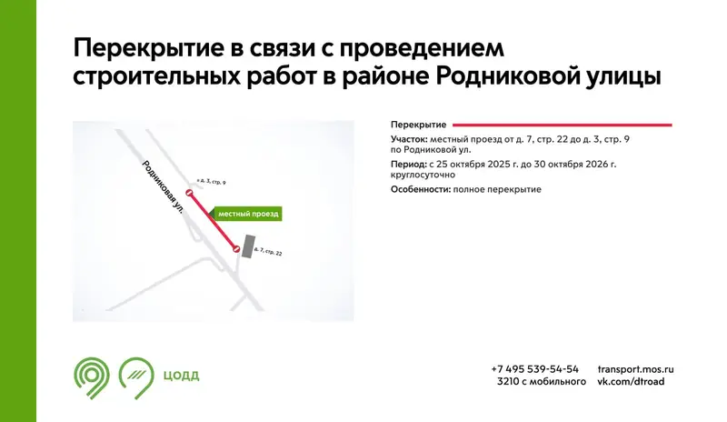 На год перекроют проезд на Родниковой улице в Солнцево